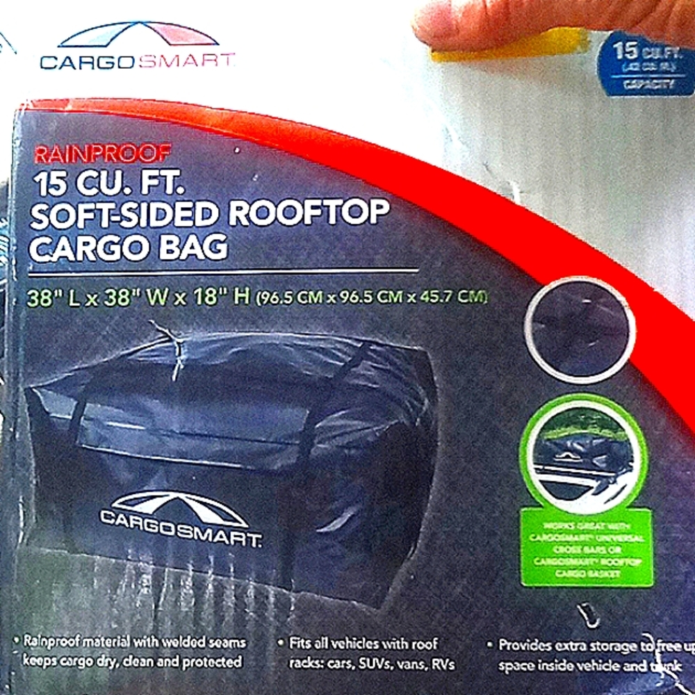 Cargosmart rooftop. Cargo bag new 15 cu ft. 38" L×38"W×18"H96.5 CM rainproof fit